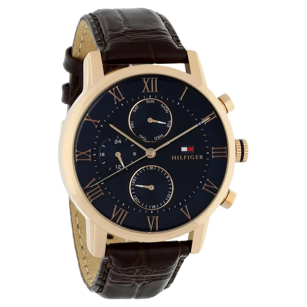 Tommy Hilfiger Quartz Multifunction Blue Dial Leather Strap Watch for Men