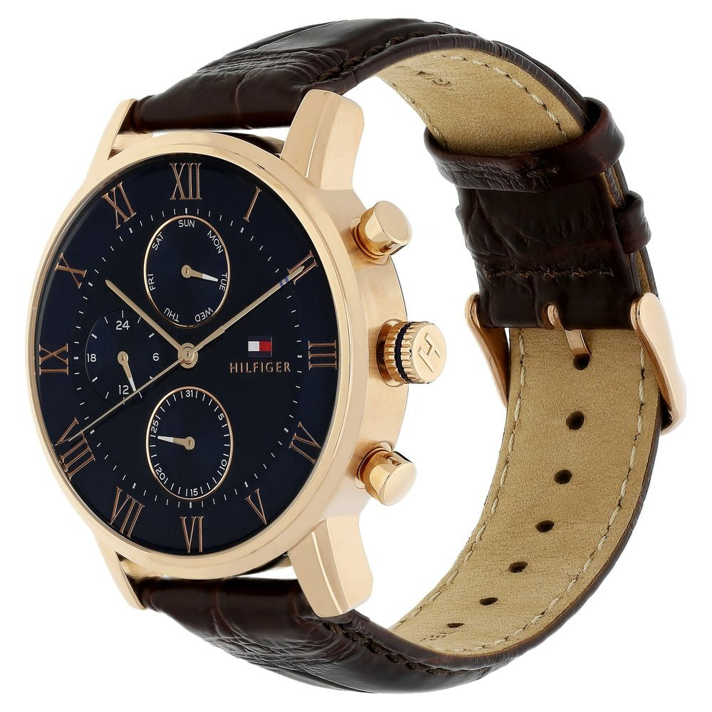 Tommy Hilfiger Quartz Multifunction Blue Dial Leather Strap Watch for Men