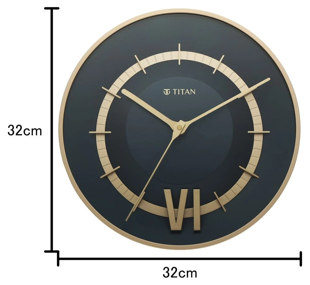 Titan Contemporary Wall Clock with Blue Dial Silent Sweep Technology - 32 cm x 32 cm (Medium)