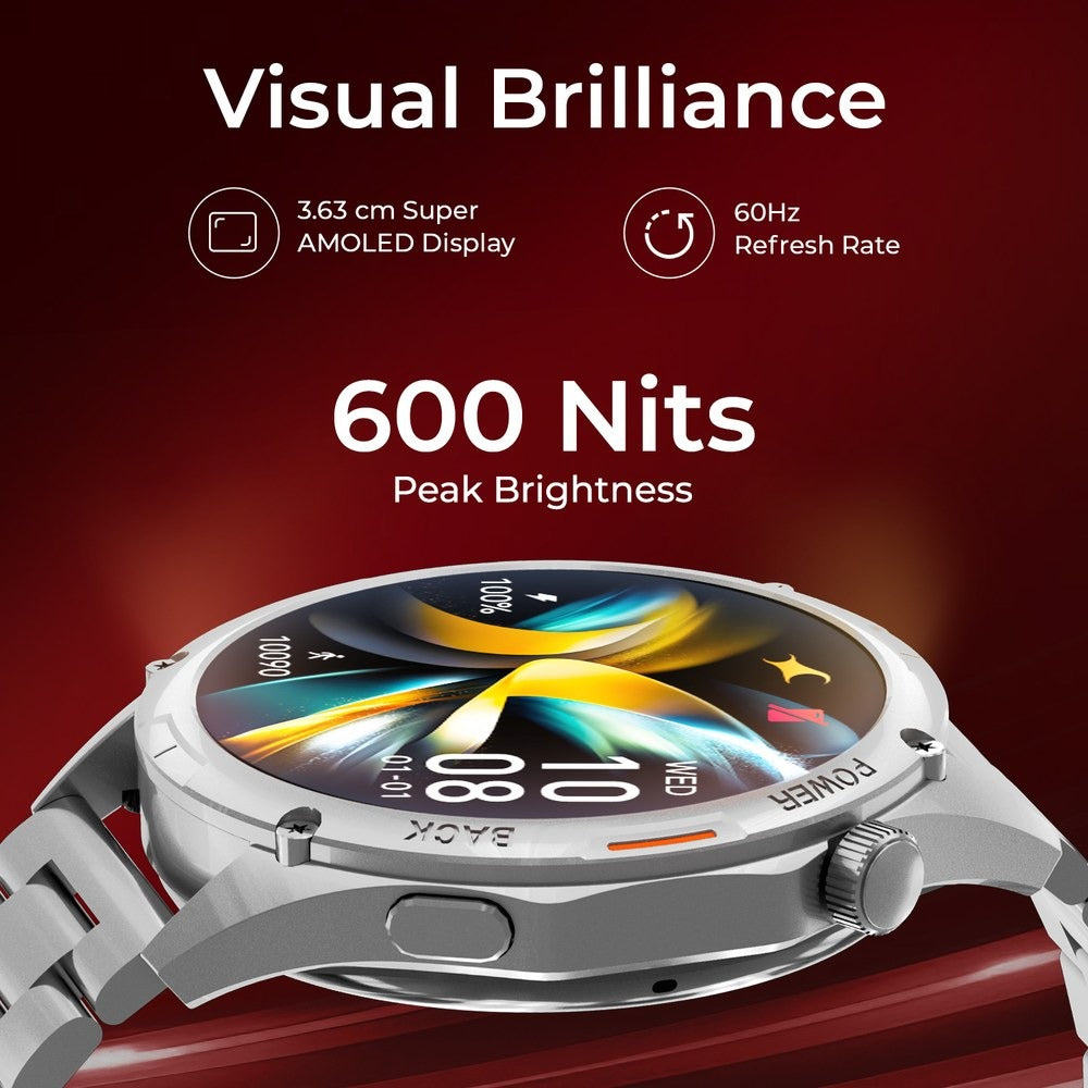 Fastrack Marvellous FX1 Unisex Smart Watch With Grey Metal Strap