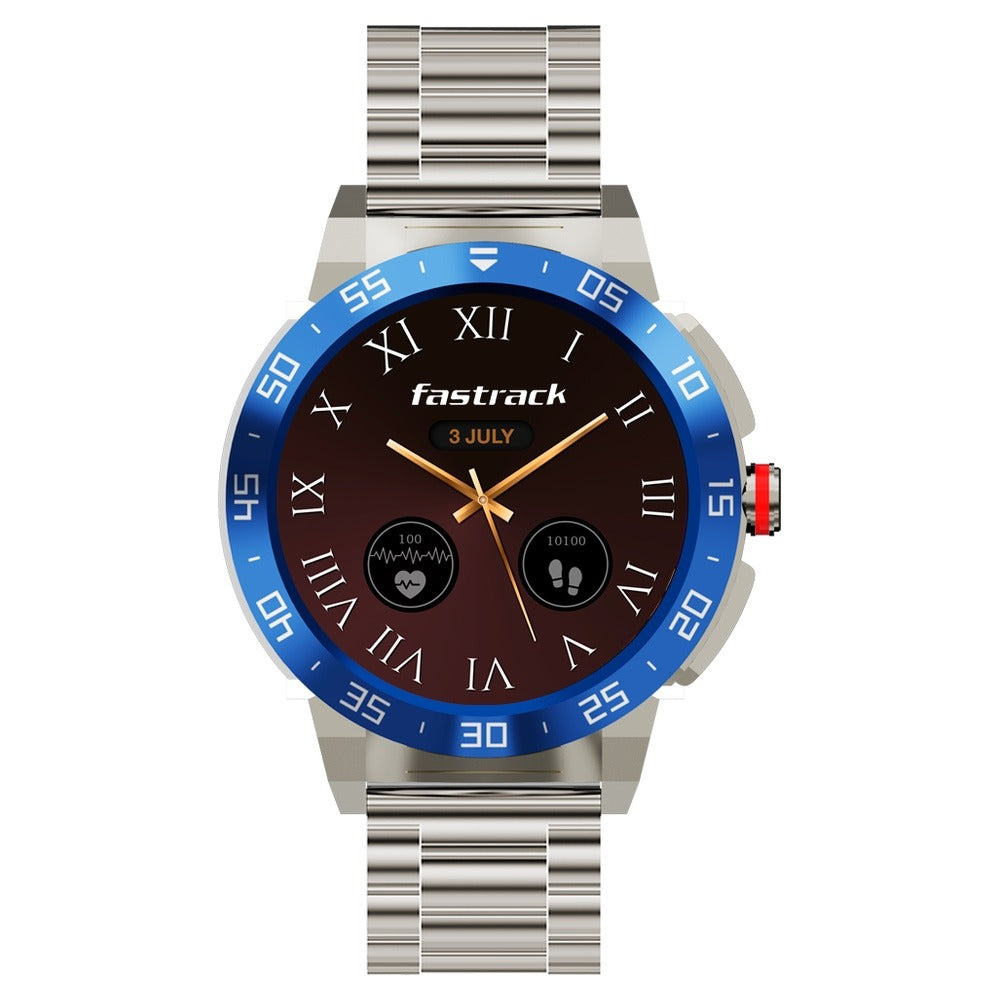 Fastrack Magnus FX3 Luxury Metal Smartwatch Premium Top Ring Design comes with High Definition 3.7 cm UltraVU Display With Silver Strap