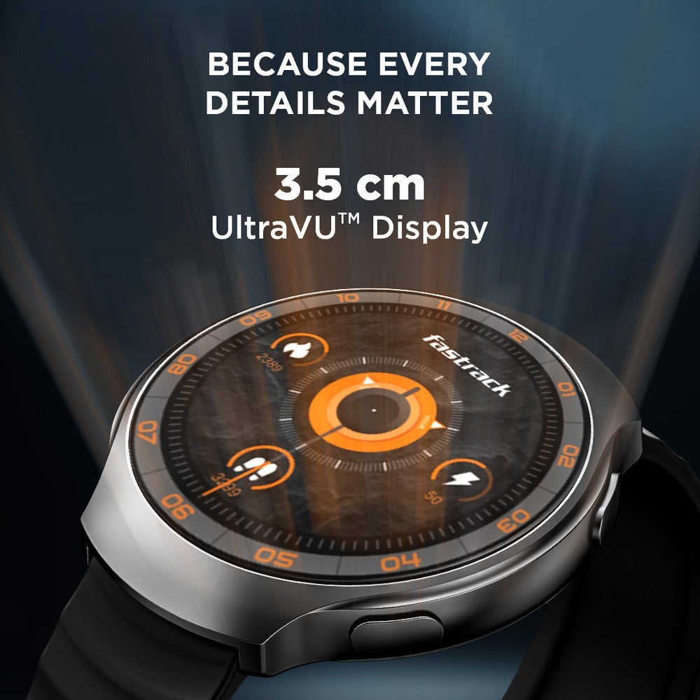 Fastrack VOX CirQ Smartwatch 3.5CM Ultra Vu Display, AI Watcface,AI Chat, 24/7 Health Suite, BT Calling, SpO2, HRM, IP68