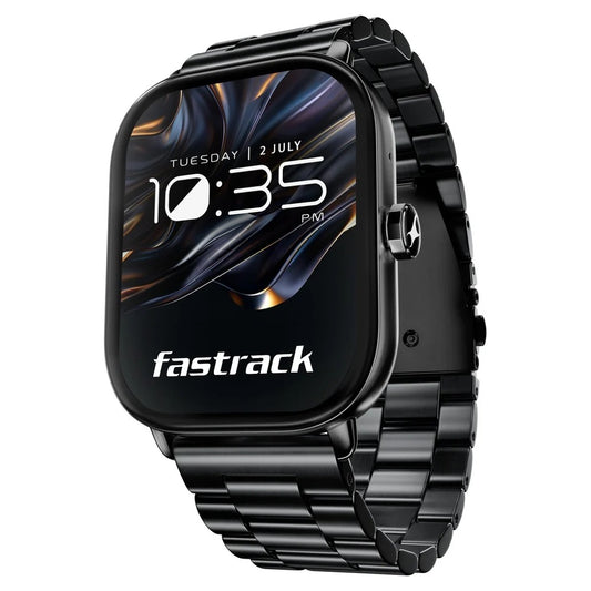 Fastrack Radiant FX2 Luxury Metal Smartwatch with largest 5.1 AMOLED Display with Functional Crown With Black Strap