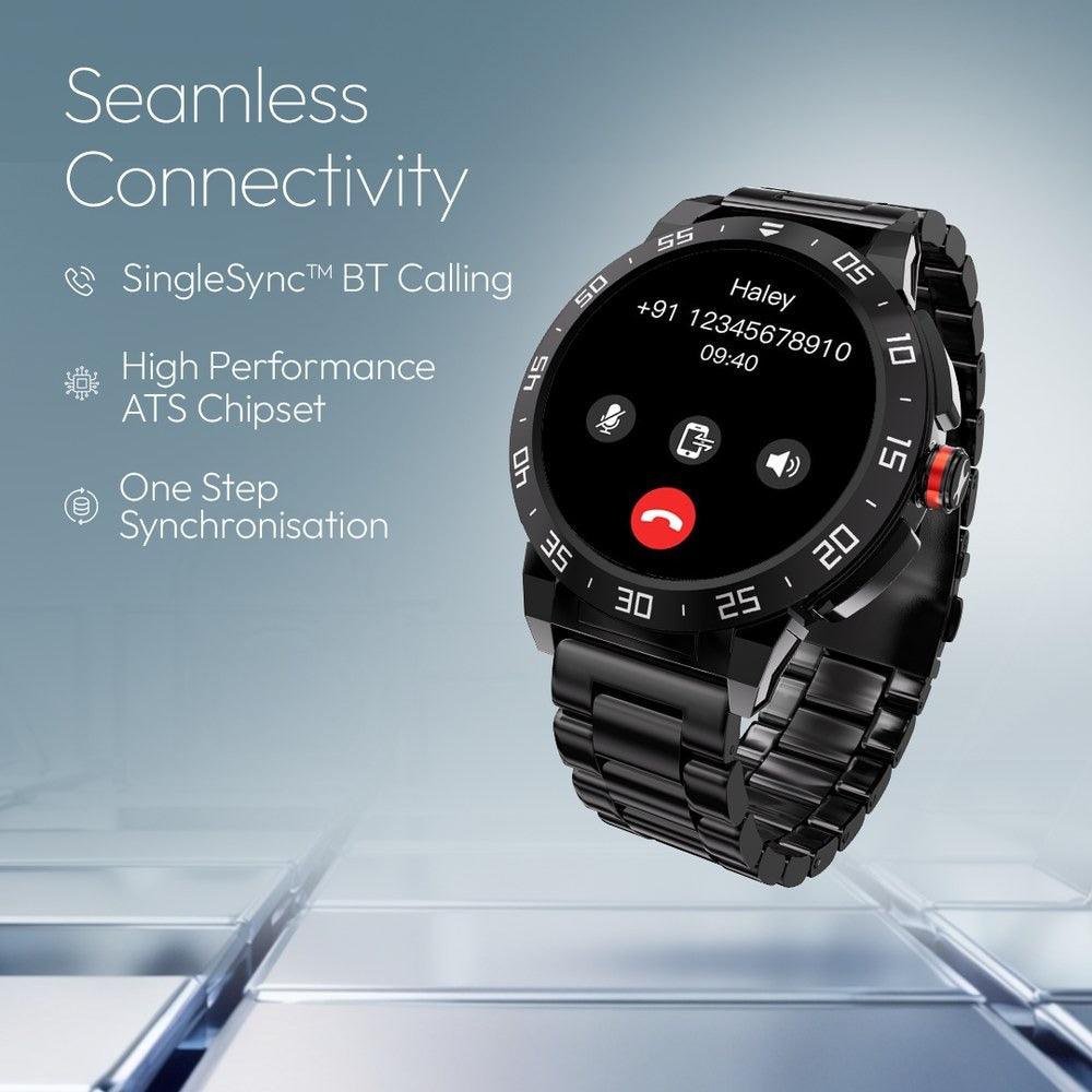 Fastrack Magnus FX3 Luxury Metal Smartwatch Premium Top Ring Design comes with High Definition 3.7 cm UltraVU Display With Black Strap