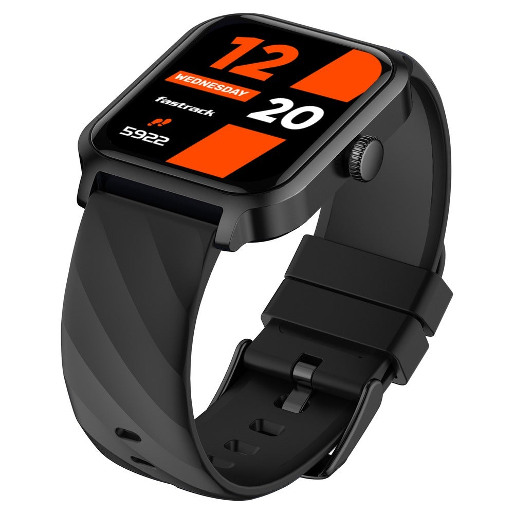 Fastrack Rave FX2 with 4.64 cm UltraVU HD Display, SingleSync BT Calling, Functional Crown with Black Strap