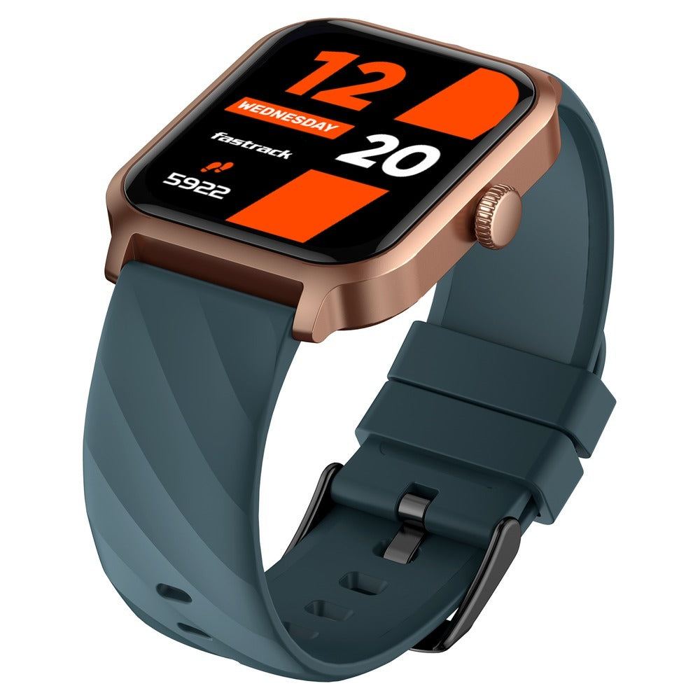Fastrack Rave FX2 with 4.64 cm UltraVU HD Display, SingleSync BT Calling, Functional Crown with Teal Strap