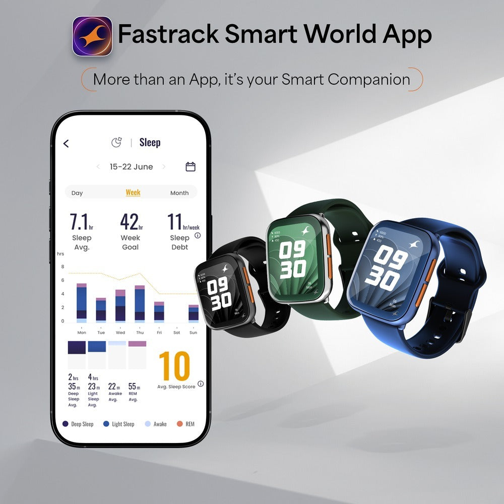 Fastrack Navstar Smartwatch 1.85" inch AMOLED Display, GPS, AI Chat, Offline Voice Commands, Functional Crown