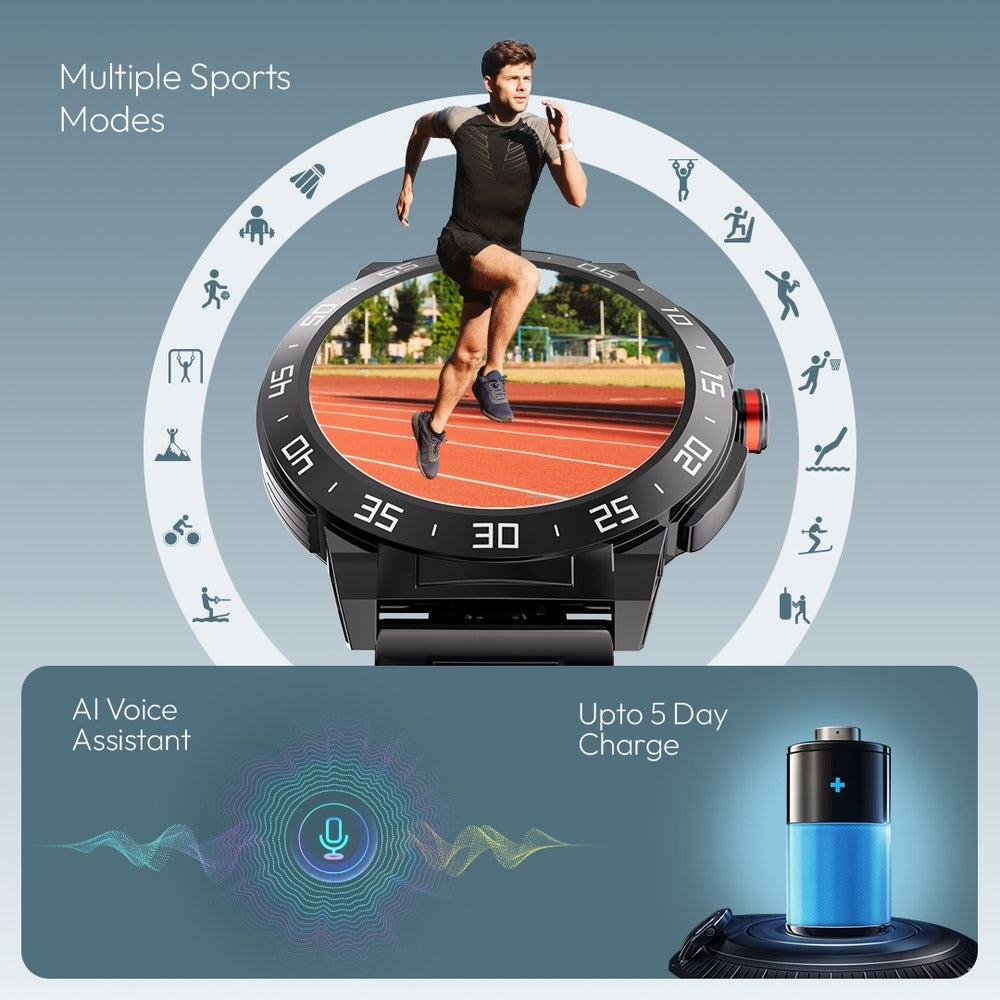 Fastrack Magnus FX3 Luxury Metal Smartwatch Premium Top Ring Design comes with High Definition 3.7 cm UltraVU Display With Black Strap