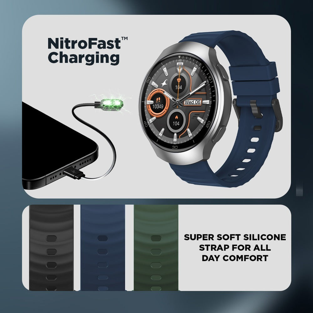 Fastrack VOX CirQ Smartwatch 3.5CM Ultra Vu Display, AI Watcface,AI Chat, 24/7 Health Suite, BT Calling, SpO2, HRM, IP68