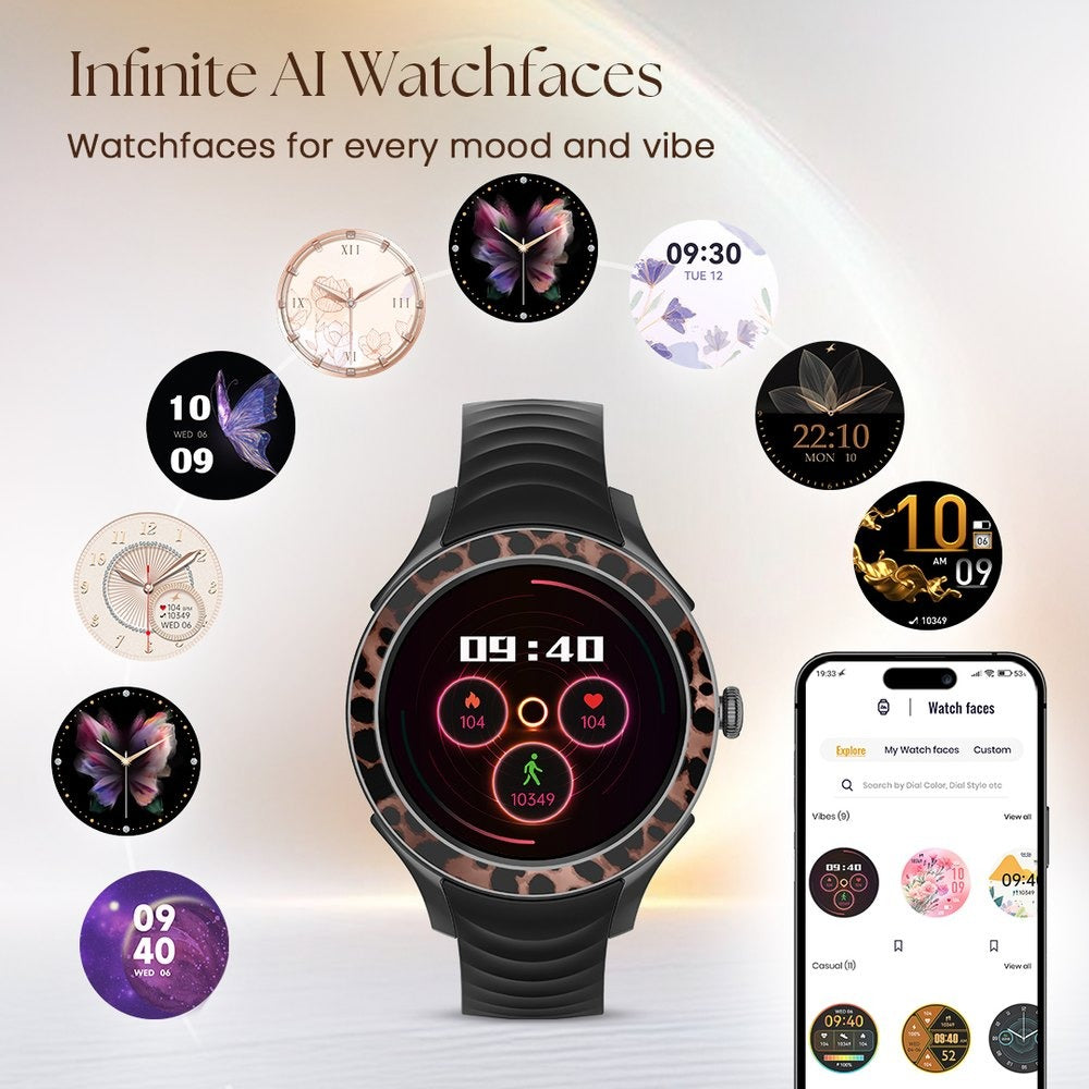 Fastrack Ella Women Smartwatch with 1.2" inch AMOLED Display, Patterned Bezel, Functional Crown, BT Calling