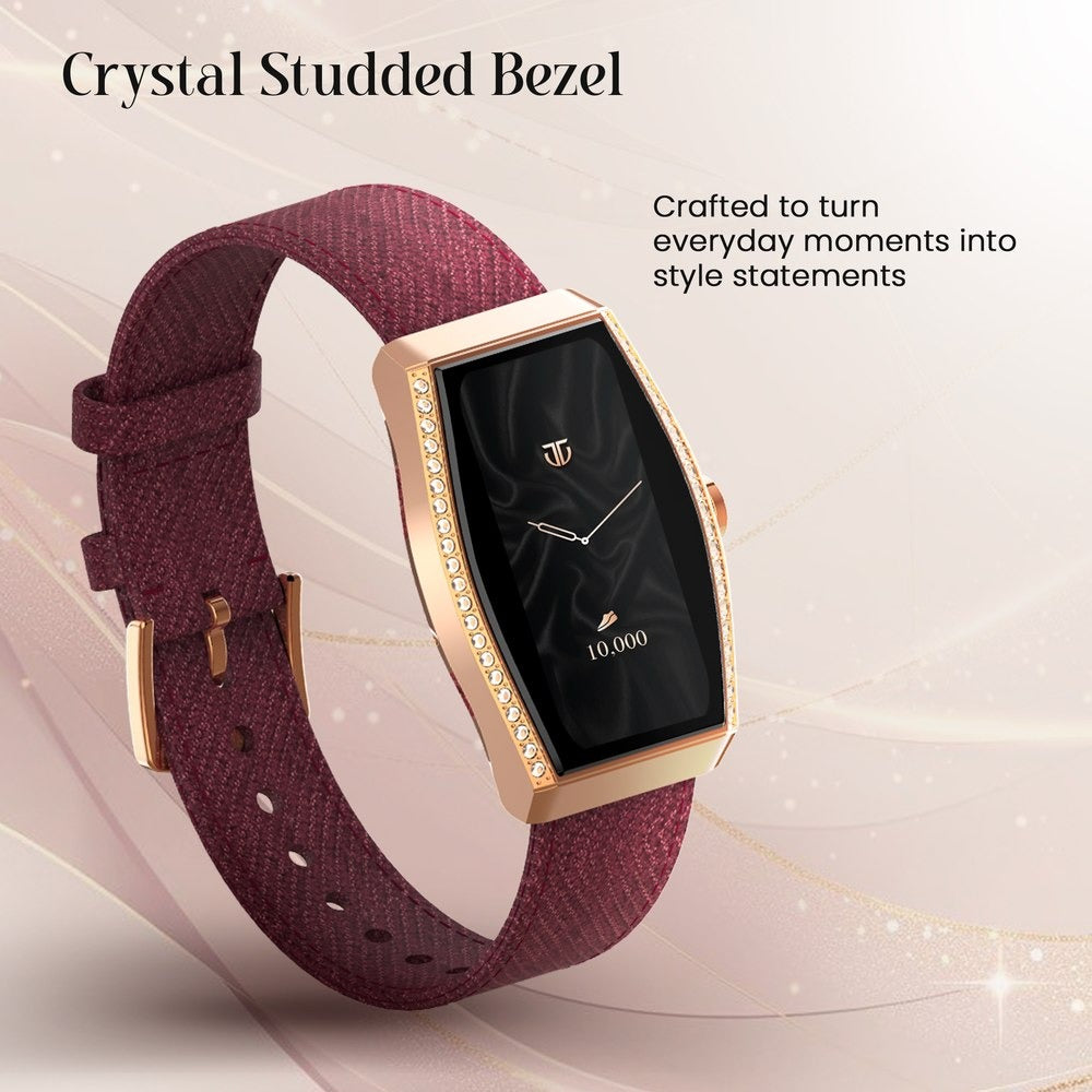 Titan Valerie Aura Women Smartwatch with 1.47" AMOLED Display, Crystal Studded Bezzel, Animated Watchfaces