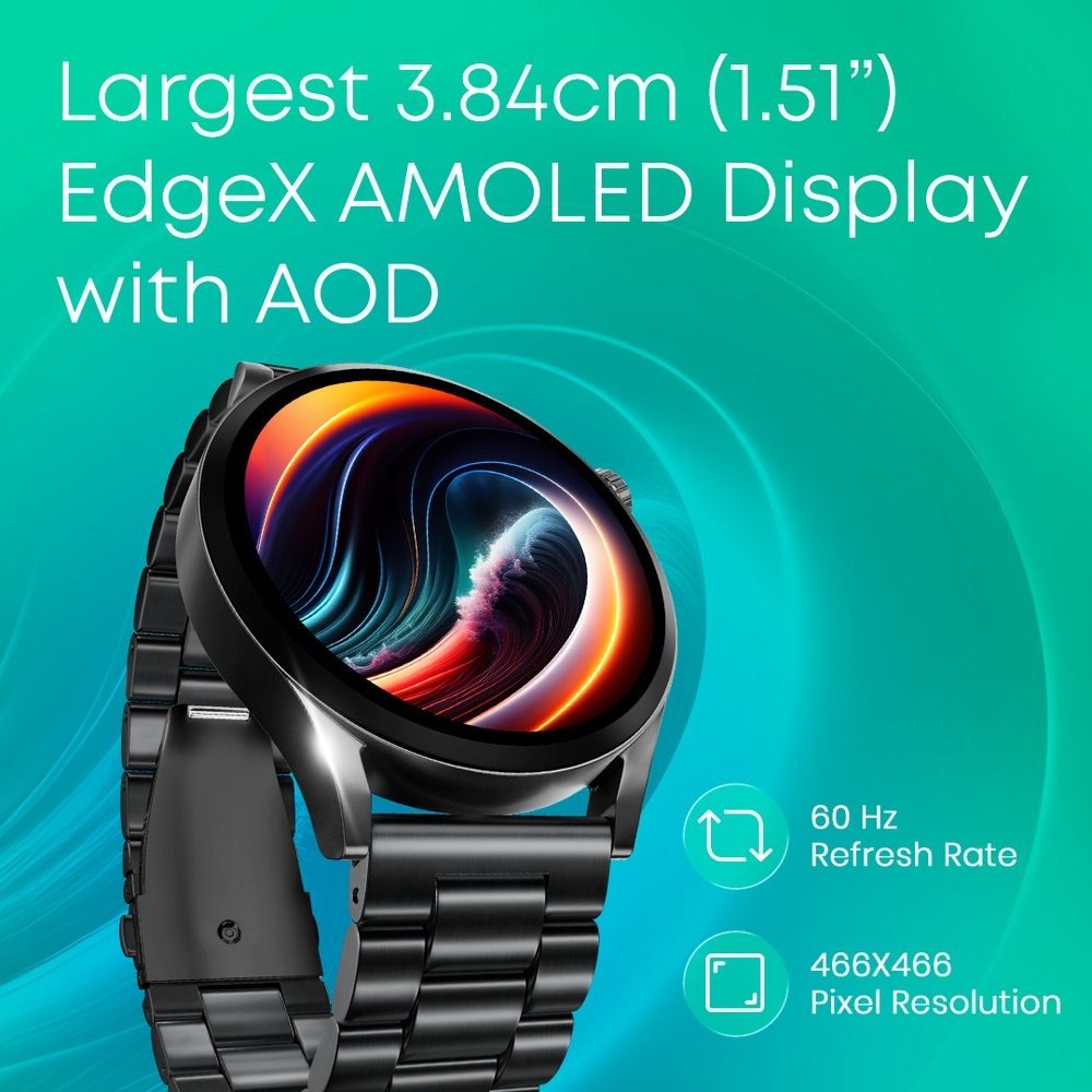 Fastrack Radiant FX4 Premium Metal Smartwatch with 3.8 cm EdgeX AMOLED Display, Functional Crown
