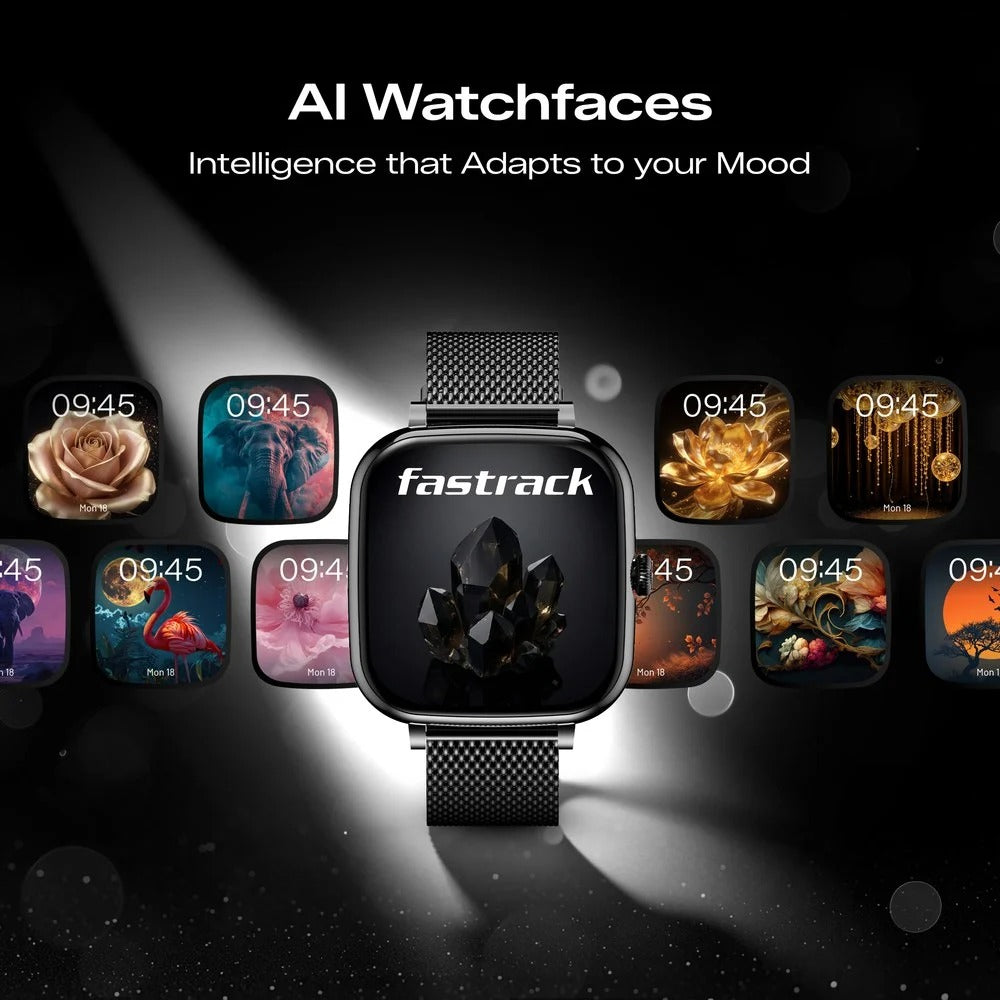 Fastrack Noir Rizz Women Smartwatch with 1.72" inch HD Display, Womens Health, Functional Crown, BT Calling, SpO2, Additional Silicone Strap