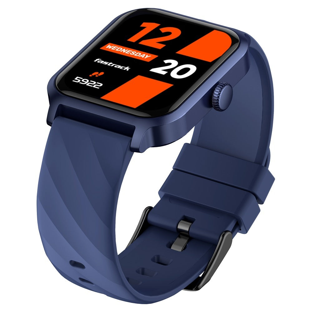 Fastrack Rave FX2 with 4.64 cm UltraVU HD Display, SingleSync BT Calling, Functional Crown with Blue Strap