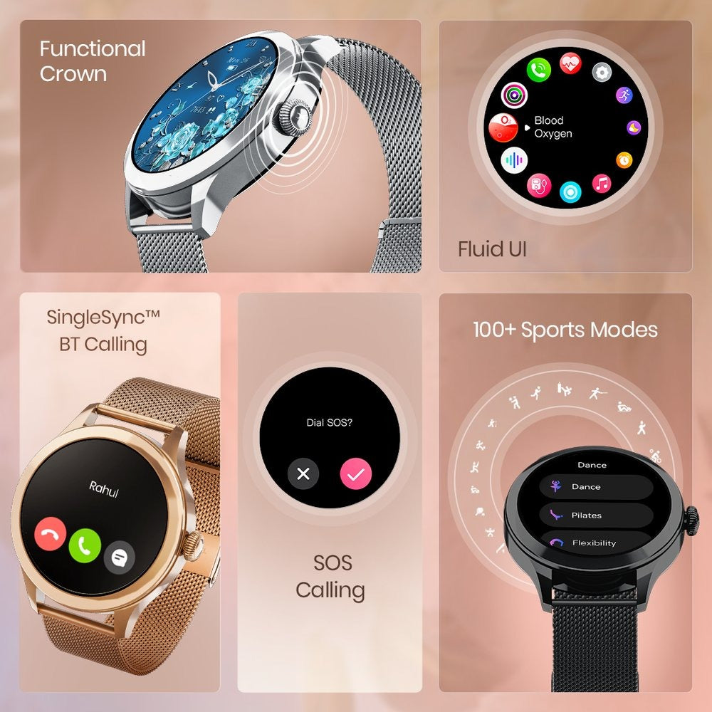 Fastrack Noir Pro Womens Smartwatch with 3.0 cm Super AMOLED Display, 390x390 Resolution