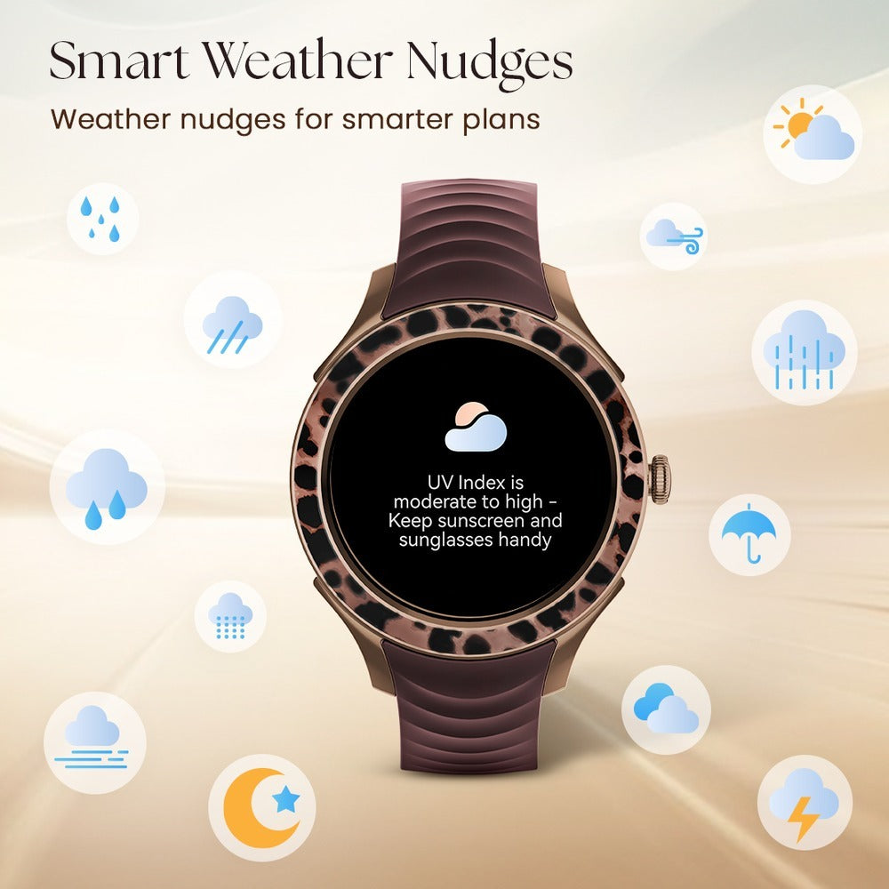 Fastrack Ella Women Smartwatch with 1.2" inch AMOLED Display, Patterned Bezel, Functional Crown, BT Calling