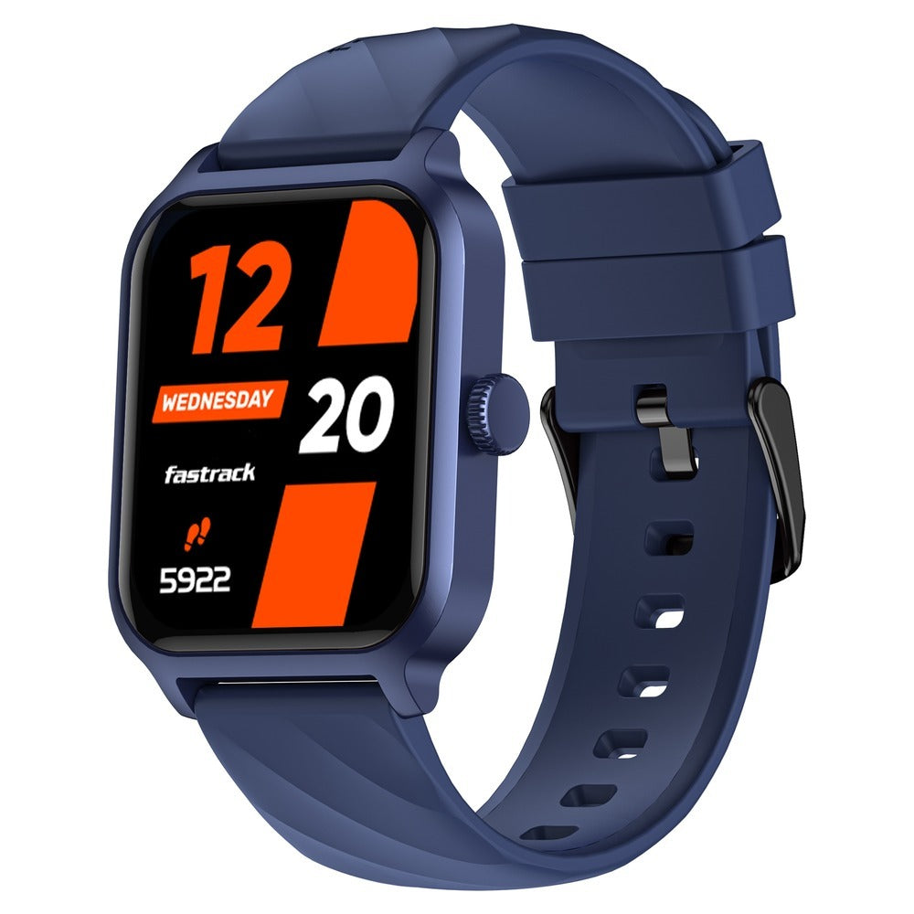 Fastrack Rave FX2 with 4.64 cm UltraVU HD Display, SingleSync BT Calling, Functional Crown with Blue Strap