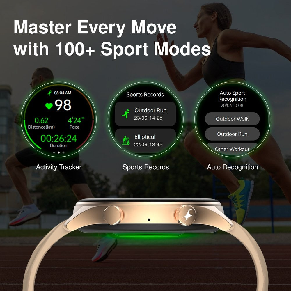 Fastrack Optimus 2 Pro 3.63 cm AMOLED, Advanced Blazing Fast UI, AOD, Metal Case, IP68, Working Crown Smartwatch