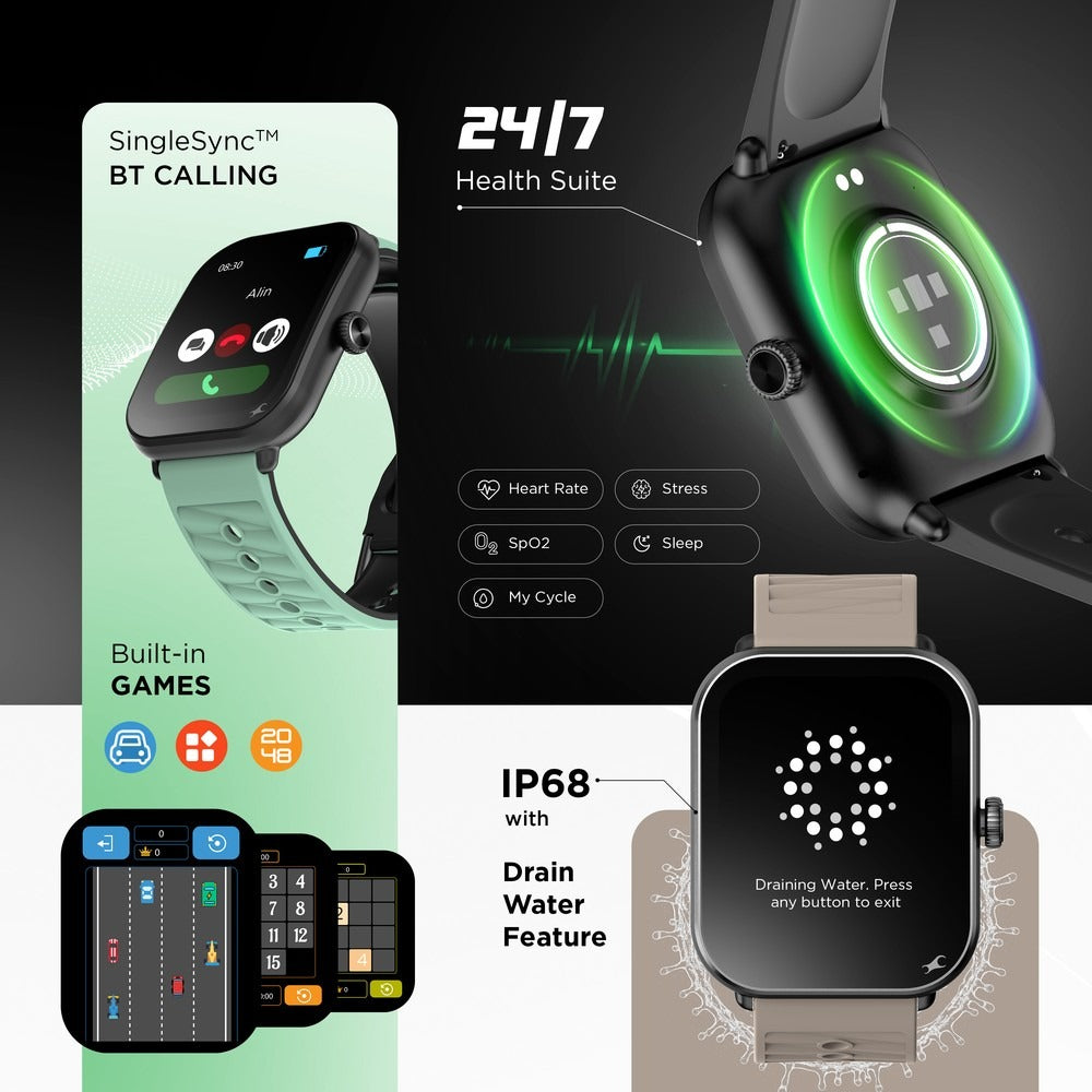 Fastrack MYND - 4.9 cm AMOLED Display, AI Watchface, BT Calling IP68 Smartwatch, AI Chat, Offline Voice Commands