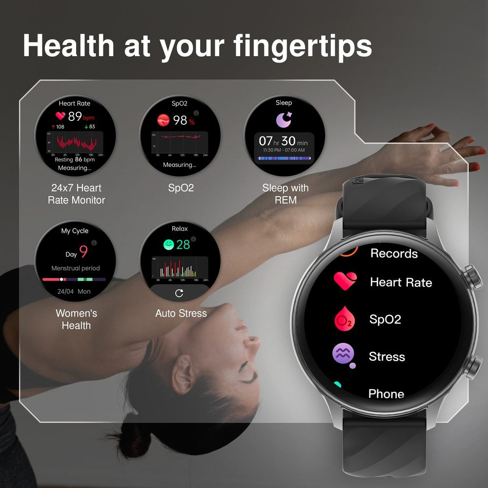 Fastrack Optimus 2 Pro 3.63 cm AMOLED, Advanced Blazing Fast UI, AOD, Metal Case, IP68, Working Crown Smartwatch