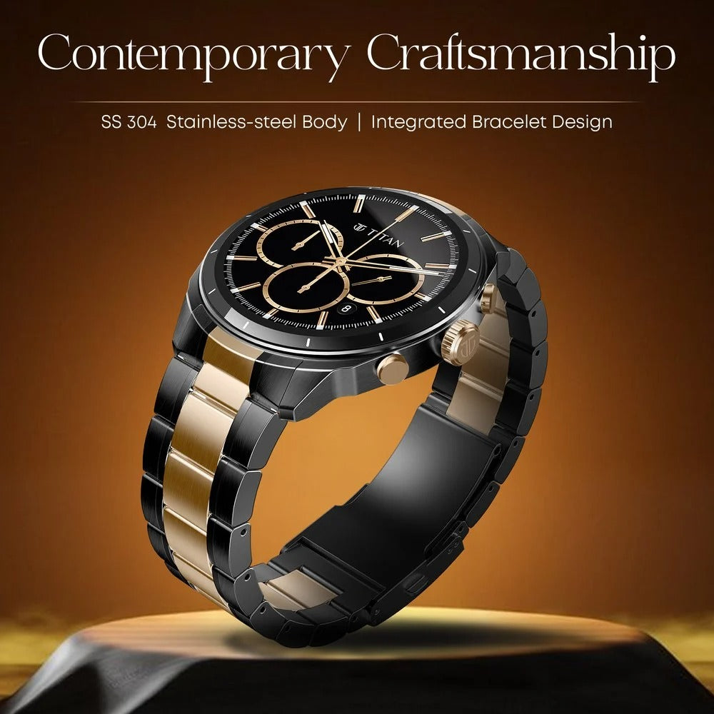 Titan Heritage Premium Smartwatch with All SS Design, 3.6 CM AMOLED Display, BT Calling, Advanced Chipset, Titan Health