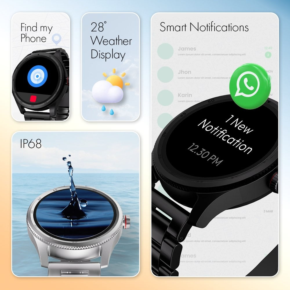 Fastrack Magnus FX1 Luxury Metal Smartwatch with High Definition 3.5 cm UltraVU Display, SingleSync BT Calling