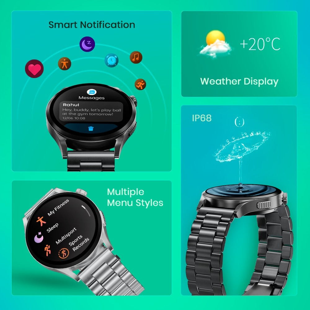 Fastrack Radiant FX4 Premium Metal Smartwatch with 3.8 cm EdgeX AMOLED Display, Functional Crown