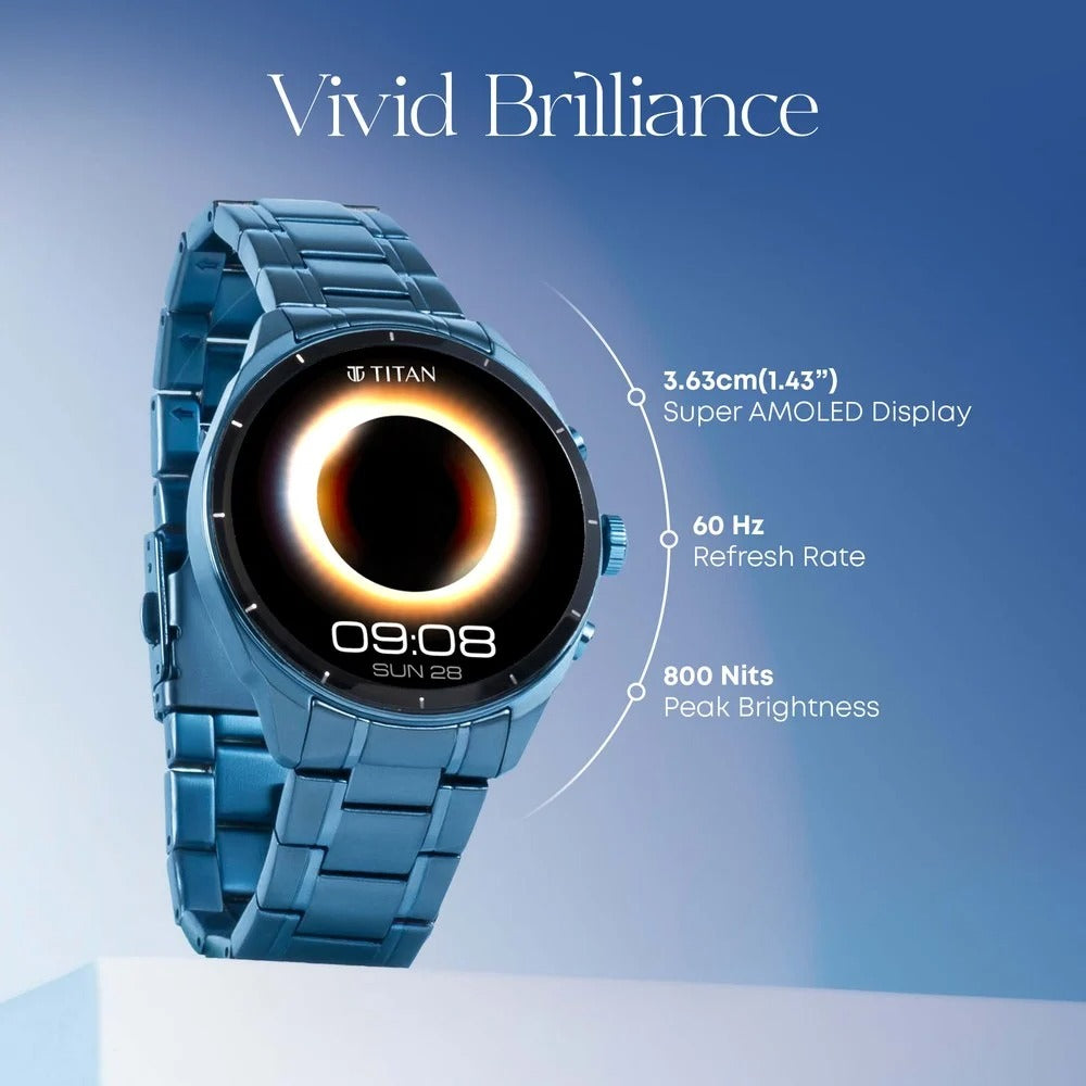 Titan Heritage Premium Smartwatch with All SS Design, 3.6 CM AMOLED Display, BT Calling, Advanced Chipset, Titan Health