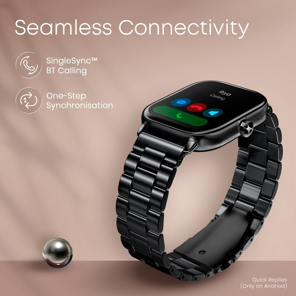 Fastrack Radiant FX2 Luxury Metal Smartwatch with largest 5.1 AMOLED Display with Functional Crown With Silver Strap