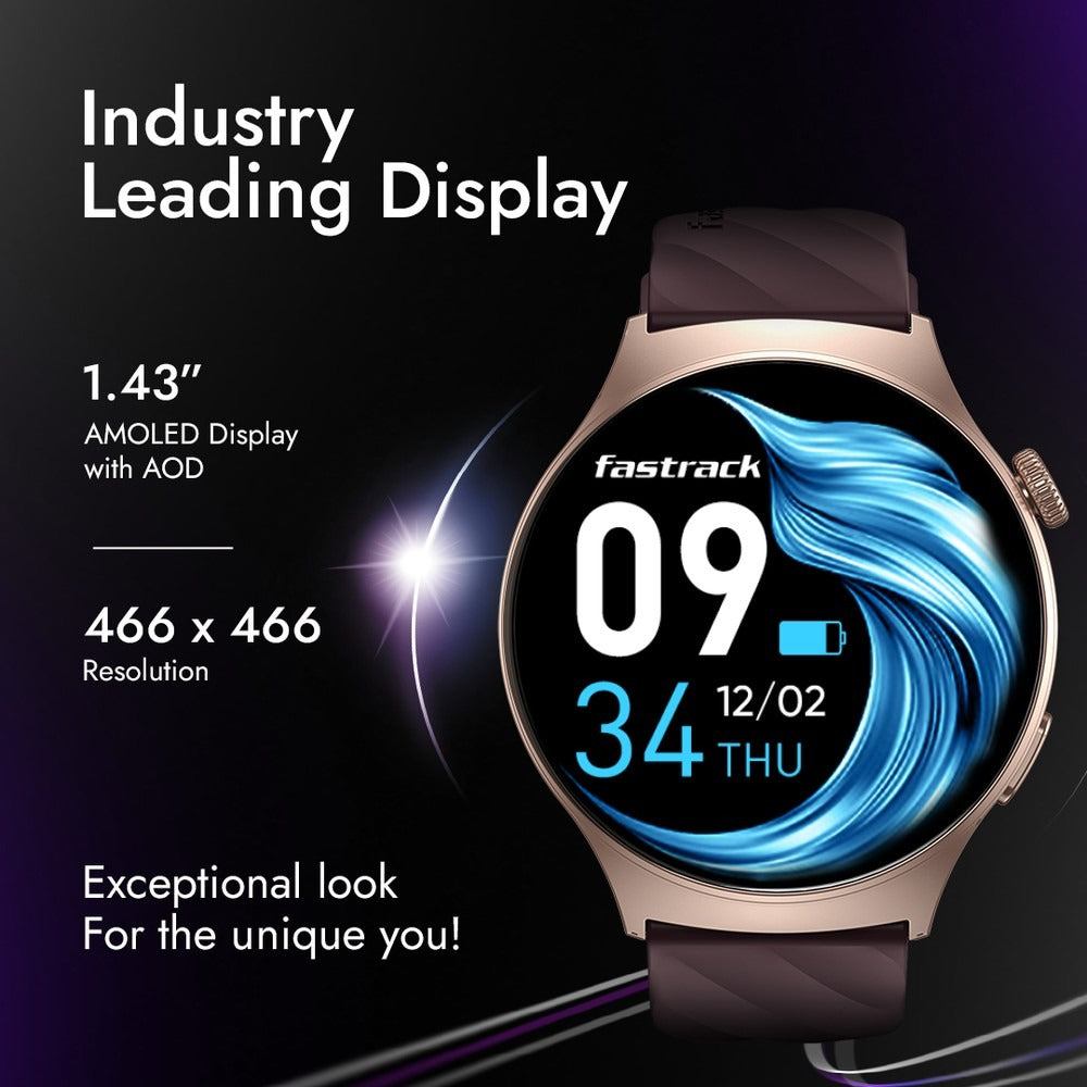 Fastrack Jupiter R1 With 3.50 cm, BT Calling, Fast Charge, IP68, Calculator, AI Voice Assistant, Fashion Smartwatch