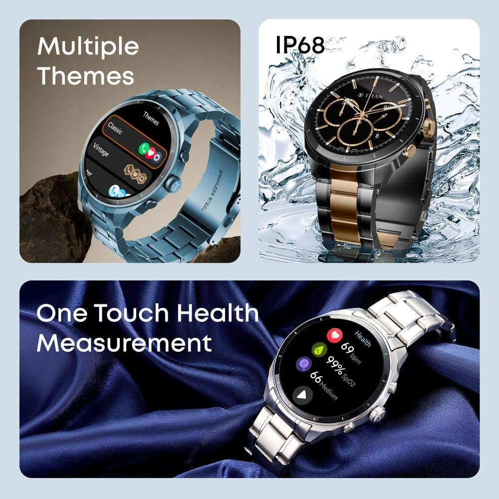 Titan Heritage Premium Smartwatch with All SS Design, 3.6 CM AMOLED Display, BT Calling, Advanced Chipset, Titan Health