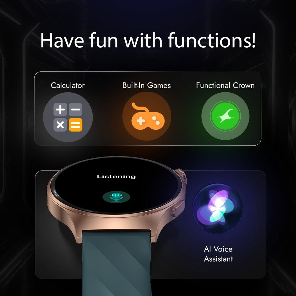 Fastrack Jupiter R1 With 3.50 cm, BT Calling, Fast Charge, IP68, Calculator, AI Voice Assistant, Fashion Smartwatch
