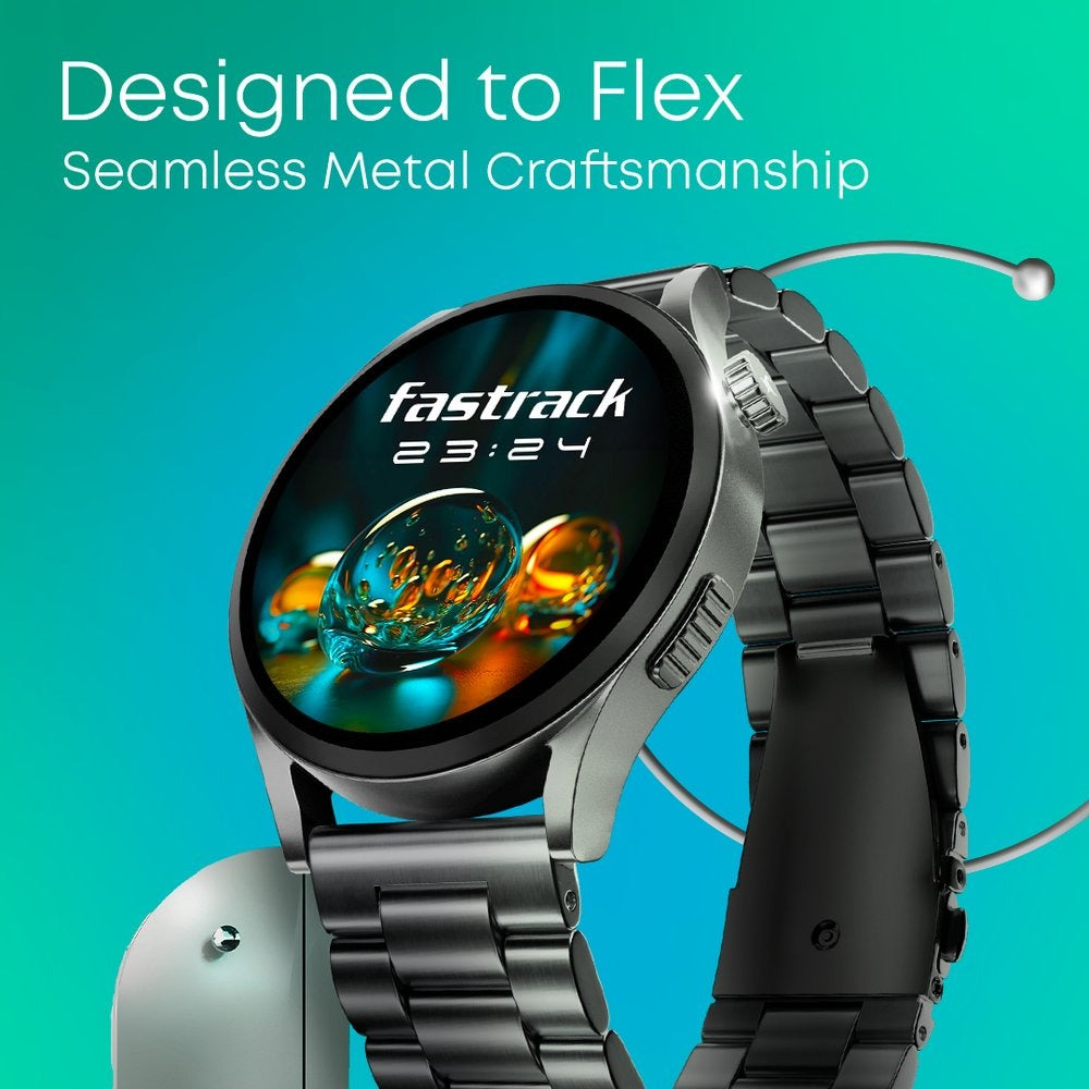 Fastrack Radiant FX4 Premium Metal Smartwatch with 3.8 cm EdgeX AMOLED Display, Functional Crown
