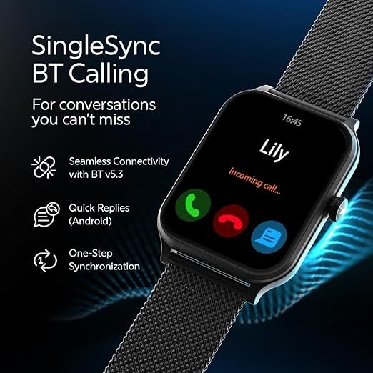 Fastrack New Limitless Classic|Large 1.91" Super UltraVU Display|Functional Crown|Highest 320x385 Pixel Resolution|SingleSync BT Calling|100+ Sports Modes|Metal Case Premium Smartwatch 38108AM01