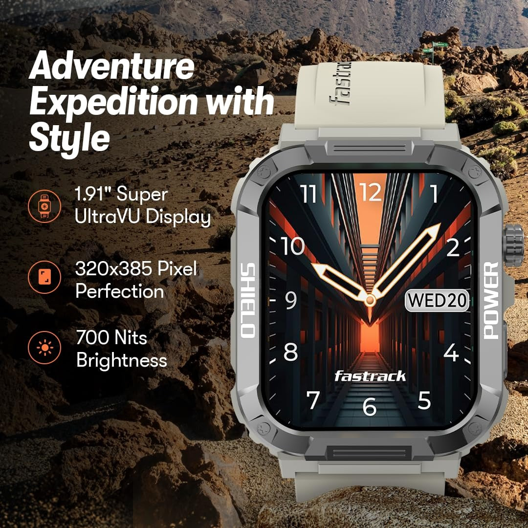 Fastrack Limitless Valor Smart Watch with 1.91" Ultra HD Display, Bluetooth Calling, SpO2, 100+ Sports Modes,Working Crown, Heart Rate & IP68 – Smartwatch for Man & Women Latest, 7-Day Battery (Black)