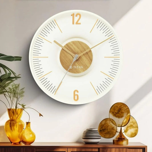 Titan Earth Flare Wall Clock - Wood Texture