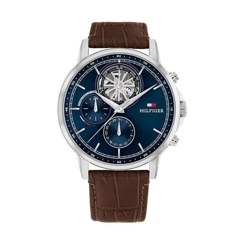 Tommy Hilfiger Drop2 44 mm Blue Dial Leather Analogue Wrist Watch for Men