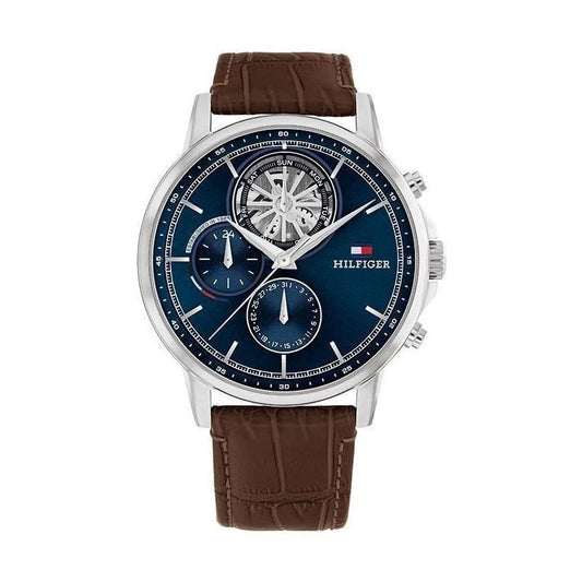 Tommy Hilfiger Drop2 44 mm Blue Dial Leather Analogue Wrist Watch for Men