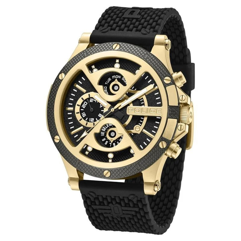 Police Men's Surigao KL Rahul Edition Goldtone and Silicone Strap Watch