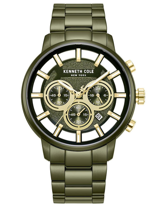 Capsule 44 mm Green Dial Stainless Steel Chronograph Watch For Men - KCWGI2105205MNW