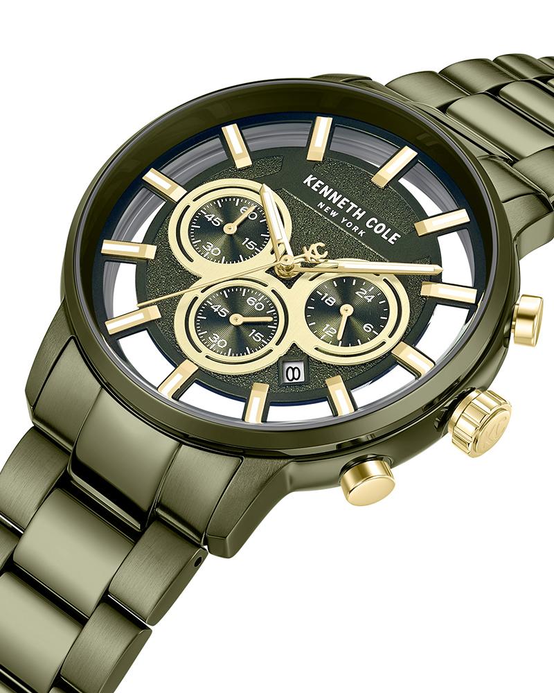 Capsule 44 mm Green Dial Stainless Steel Chronograph Watch For Men - KCWGI2105205MNW