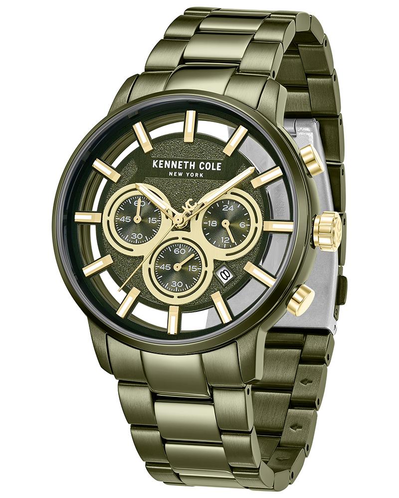 Capsule 44 mm Green Dial Stainless Steel Chronograph Watch For Men - KCWGI2105205MNW